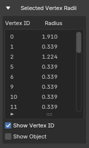 Selected Vertex Radii